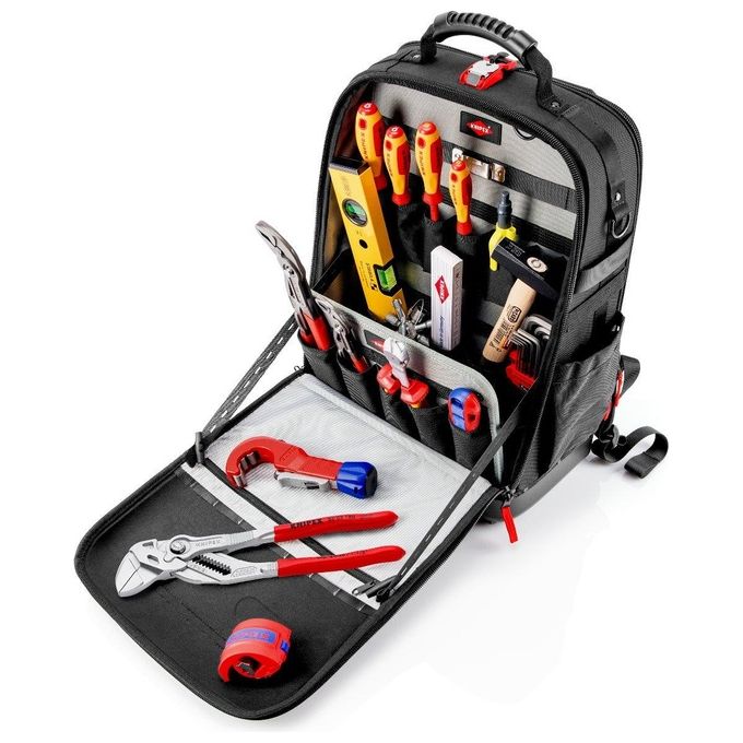 KNIPEX 00 21 50 S Zaino porta attrezzi Modular X18 per idraulici 17 pezzi Capacita' 18 litri Carico max 15 Kg con cinghie MOLLE e chiusure FIDLOCK colore Nero