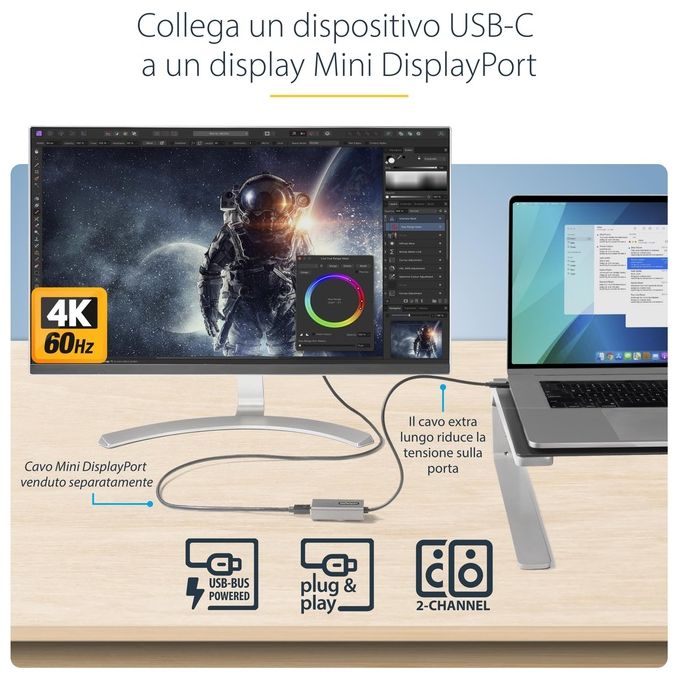 StarTech.com CDP2MDPEC Adattatore Grafico Usb 3840x2160 Pixel Bianco