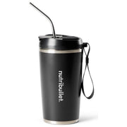 NutriBullet NBP016B Flip Frullatore Portatile Tazza Isolante 590 ml Ricarica USB-C Acciaio Inox colore Nero