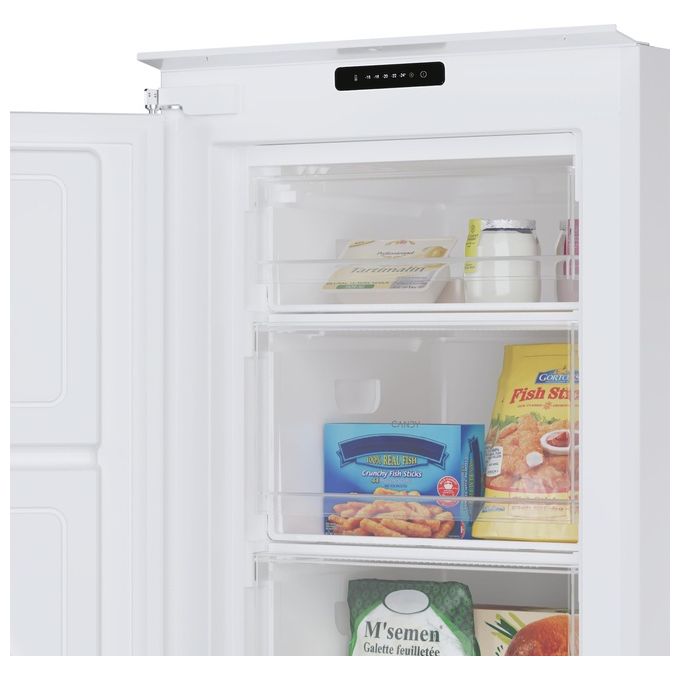 Candy CUS518EW Congelatore Verticale da Incasso 204 L 176,9 cm Classe E 39 dB 7 Cassetti Congelamento Rapido colore Bianco