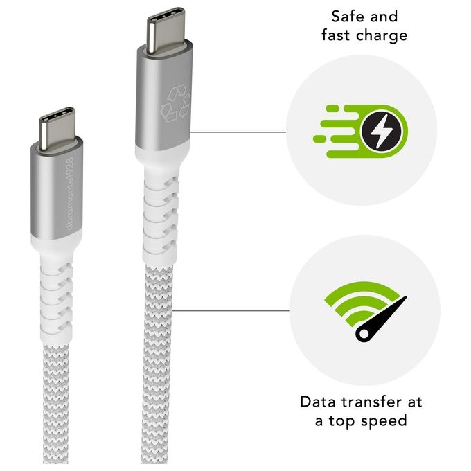 DBrramante1928 Re-Charge Cavo Usb Usb 2.0 1.2mt Usb C 100W Bianco