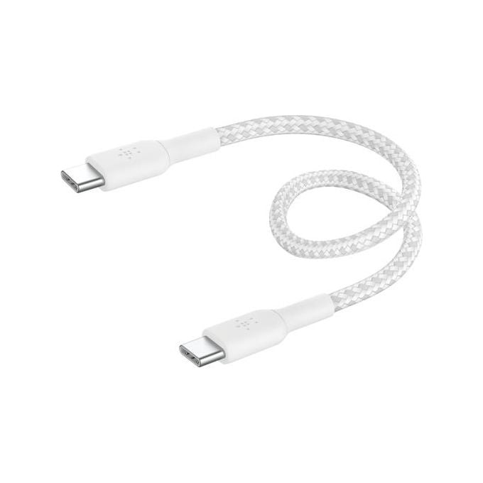 Belkin BoostCharge Cavo Intrecciato da USB-C a USB-C da 0.15 Metri Bianco