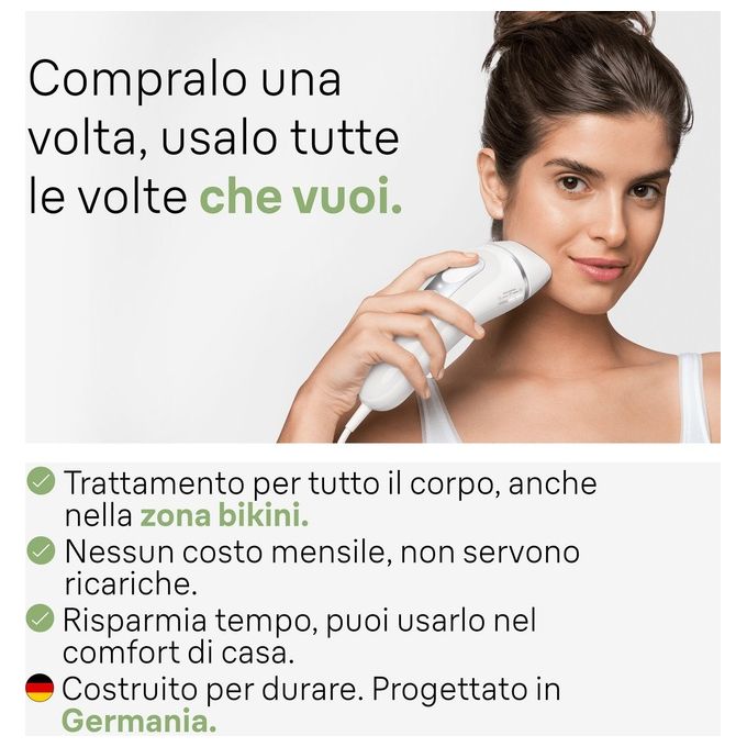 Braun PL3020 Silk Expert Pro 3 Epilatore IPL 300.000 impulsi SensoAdapt 3 livelli intensita' colore Bianco Argento