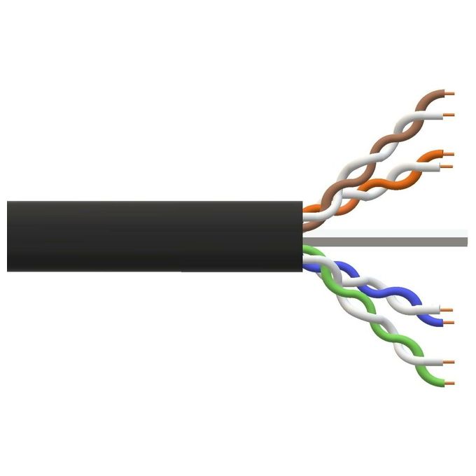 Link LK305U6CEST Cavo di Rete Cat6 U-UTP Solido Esterno 305 m Guaina HDPE Conduttori CCA AWG23 colore Nero