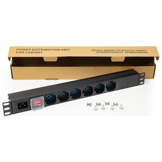 Link Multipresa da Rack 19'' 6 Prese Universali con Cavo Alimentazione C14 Maschio Removibile