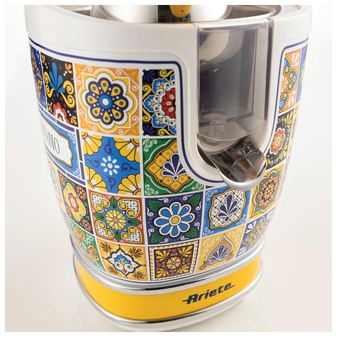 Ariete 0413-0P Positano Spremiagrumi Elettrico con Leva 2 Coni Acciaio Inox 85W 0.6L Beccuccio Salvagoccia colore Giallo