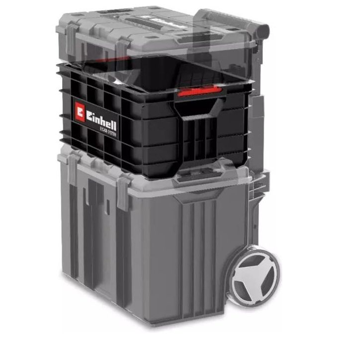Einhell 4540037 E-Case Valigetta Portautensili Impilabile e Combinabile fino a 90 Kg in Polipropilene Resistente Colore Grigio