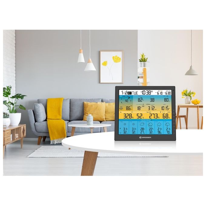 BRESSER WLAN 4CAST 4CAST PRO SF Stazione meteo wireless 7 in 1 con sensore solare e previsioni a 6 giorni display 10'' colore Nero