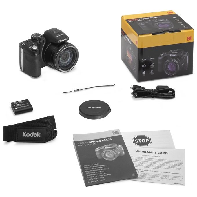Kodak AZ425 Astro Zoom Fotocamera Bridge 20 MP Zoom Ottico 42x Grandangolare 24mm Full HD Stabilizzatore OIS colore Nero