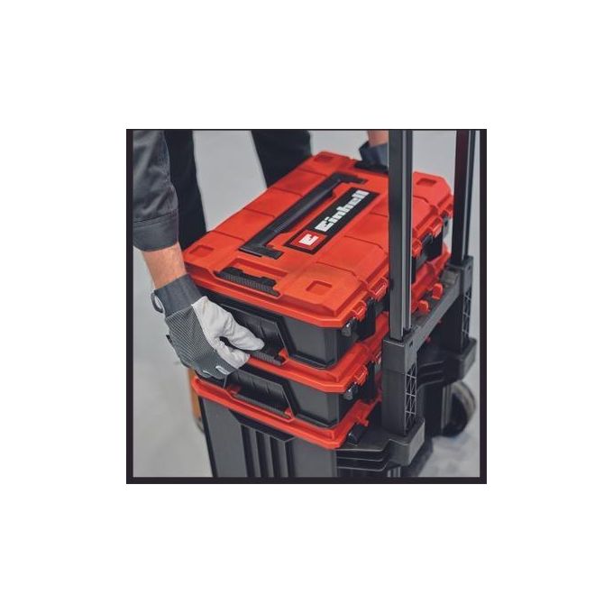 Einhell 4540014 E-Case L Valigetta trolley porta utensili impilabile 120 Kg ruote resistente agli spruzzi colore Nero Rosso