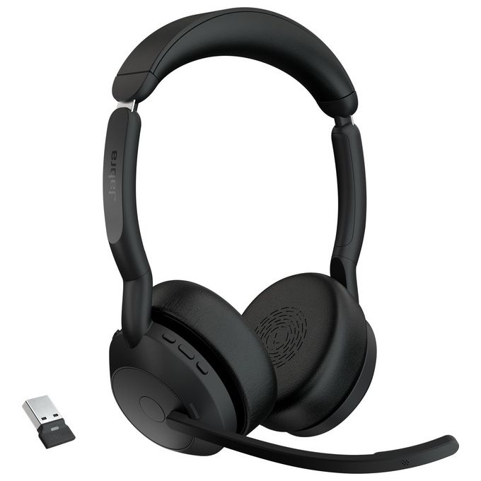 Jabra 25599-989-999 Evolve2 55 Auricolare Wireless Stereo con Bluetooth 5.2 e USB Tipo-C Base di Ricarica inclusa colore Nero