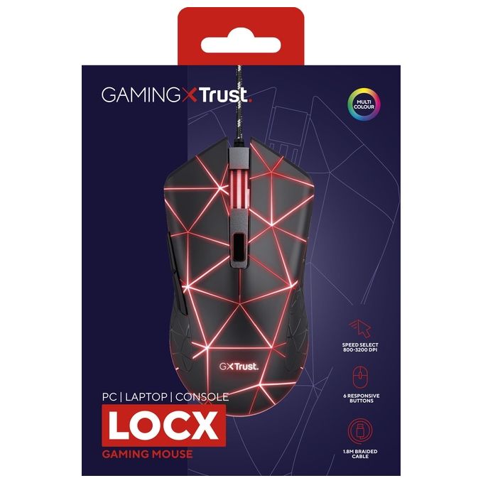 Trust GXT 133 Locx Mouse Gaming Usb Ottico 4000DPI