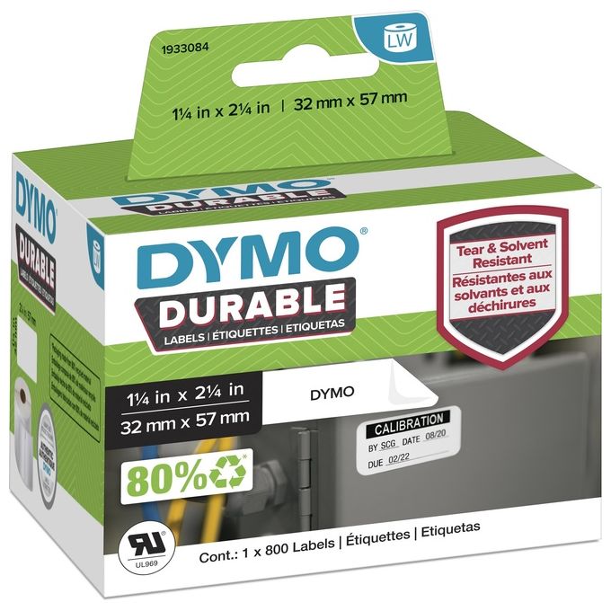 DYMO Etichette lw Durable Mutliuso  57x32 mm - Bianco - Permanente - 800 Etichette x 1 Rotolo i