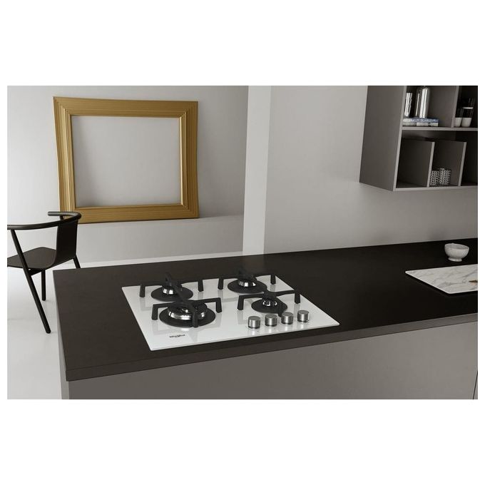 Whirlpool GOA 6423-WH Piano Cottura a Gas 4 Zone Griglie in Ghisa 60 cm Bianco