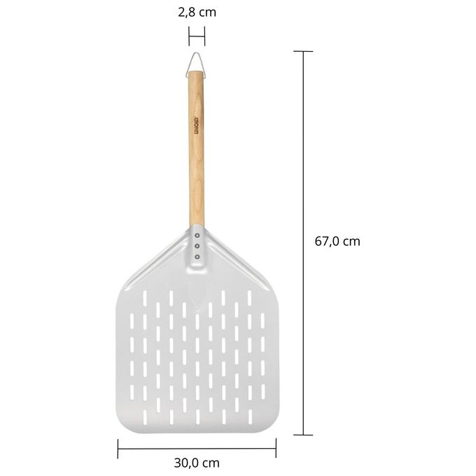 Unold 6881620 Pala per Pizza in Alluminio con Manico in Legno di Faggio 40 x 30 cm colore Argento Marrone