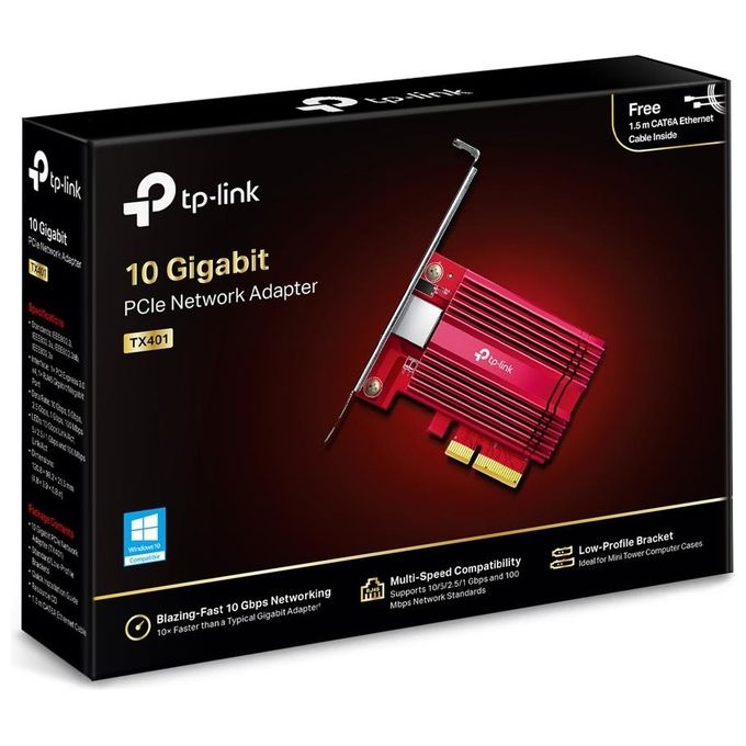 TP-Link TX401 Scheda di Rete PCI Express 10 Gigabit Ethernet 10000 Mbit-s Multi-Velocita' colore Rosso