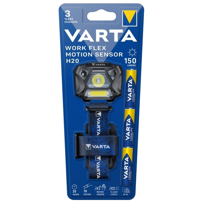 Varta Work Flex Motion Sensor H20 Torcia a Fascia Nero-Blu Led