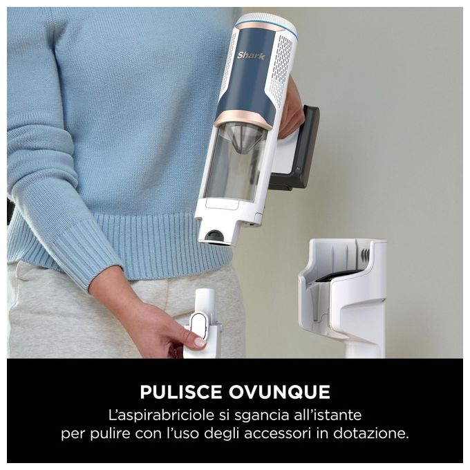 Shark BU3521EU Floor Detect Aspirapolvere a Bastone 2 in 1 Ciclonico Senza Sacchetto 240W 40 min 84 dB colore Blu Bianco