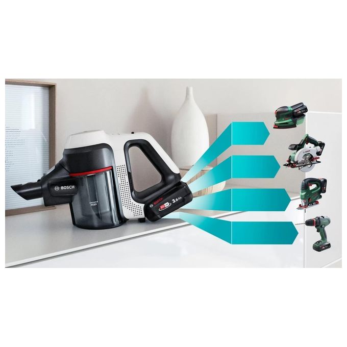 Bosch BBS711W Unlimited Scopa Elettrica Senza Filo Senza Sacchetto 0.3 L Batteria 18V 3Ah colore Bianco