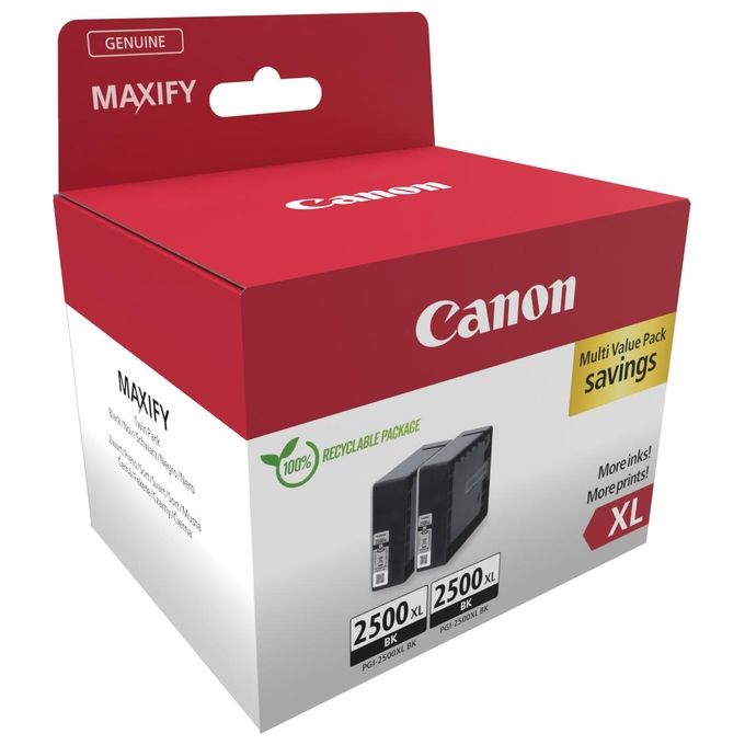 Canon 9254B011 Cartuccia d'inchiostro Originale PGI-2500BK XL 2 pezzi Resa 2500 pagine colore Nero