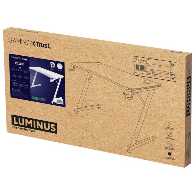 Trust GXT 709W LUMINUS Scrivania Gaming Bianco