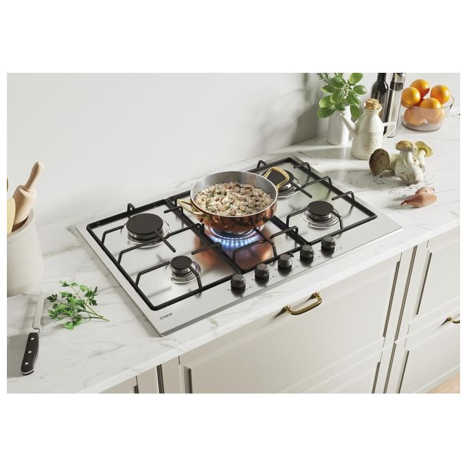 Candy CHW74WTX Piano Cottura a Gas 5 Zone 75 cm Acciaio Inox