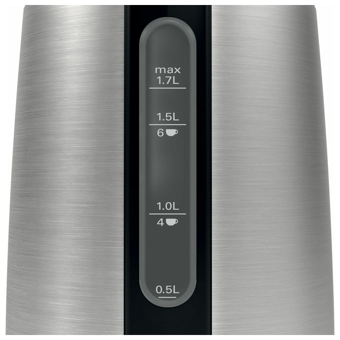Bosch TWK3P420 Bollitore Elettrico 1.7 L 2400 W Spegnimento Automatico Filtro Anticalcare Base 360° colore Nero Acciaio Inox