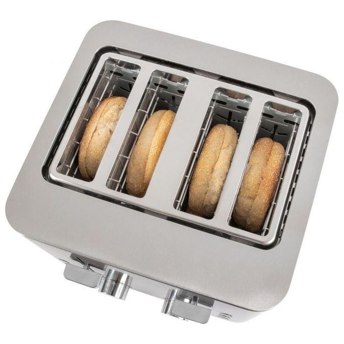 ProfiCook PC-TA 1252 Tostapane 4 Fette Acciaio Inox 1500 W Fessure Extra Large 40 mm con Funzioni Scongelamento Riscaldamento Arresto Rapido colore Acciaio Inox