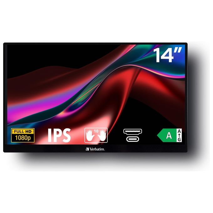 Verbatim 49591 PMT-14 Monitor Portatile Touchscreen 14'' Full HD 1080p IPS USB-C HDMI AMD FreeSync colore Nero