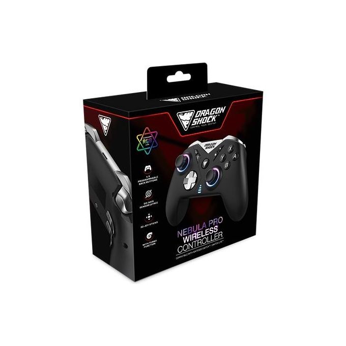DragonShock DSCPNSW-BK Nebula Pro Controller Wireless Nintendo Switch Bluetooth 4 pulsanti posteriori Turbo colore Nero