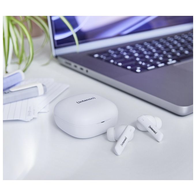 Intenso 3720502 Buds Pro Auricolari Wireless TWS con Hybrid ANC Bluetooth 5.3 Fino a 35 Ore di Riproduzione colore Bianco