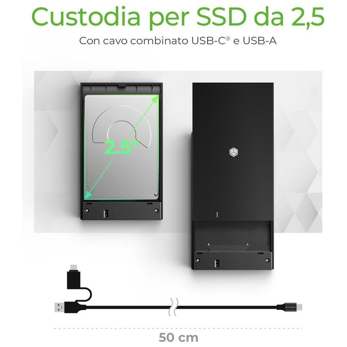 RaidSonic ICY BOX IB-200T-C3 Contenitore di Unita' di Archiviazione Box Esterno HDD-SSD Nero 2.5