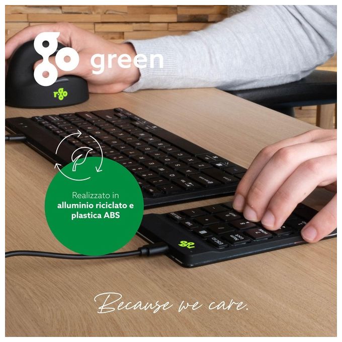 R Go Tools RGOCONMWDBL Tastierino Numerico USB Ergonomico Ultra Sottile con Indicatore di Pausa LED Colore Nero