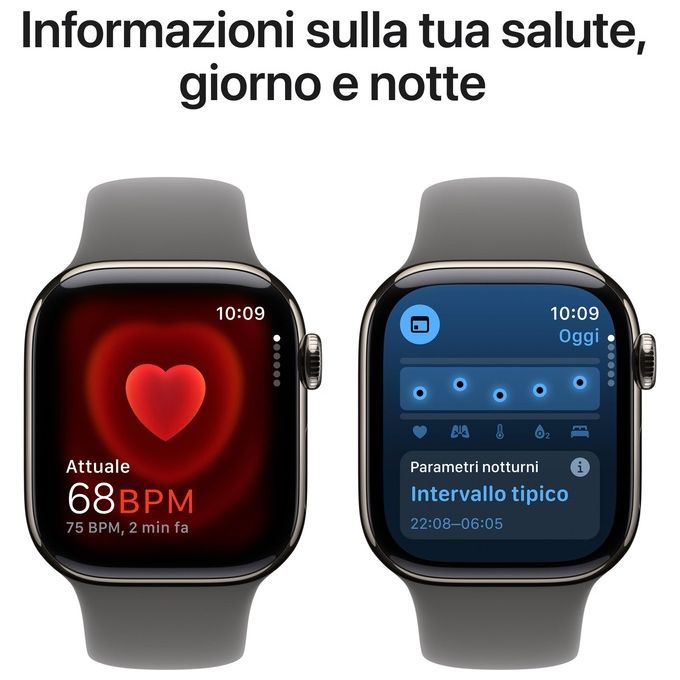 Apple MWXD3QL-A Apple Watch Serie 10 GPS + Cellular Cassa in Titanio 42mm con Cinturino Sportivo Grigio Pietra colore Titanio