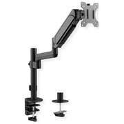 VALUE 17991181 Braccio Singolo per Monitor con 4 Giunti Montaggio a Morsetto da Scrivania VESA 75 e 100 Portata fino a 9 Kg colore Nero