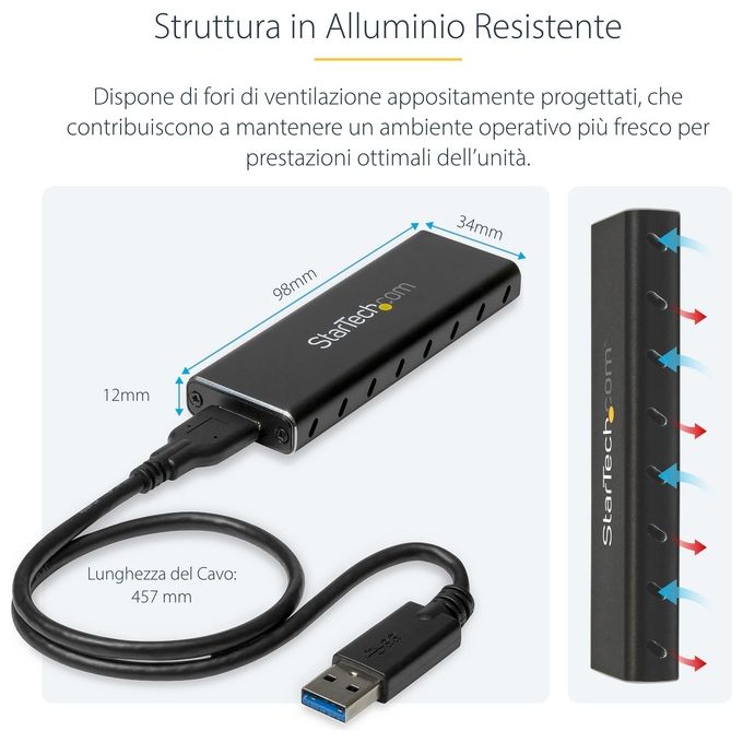 StarTech Box Alloggio USB 3.0 esterno per SSD SATA M.2 Convertitore NGFF di unitÃ  SSD con UASP
