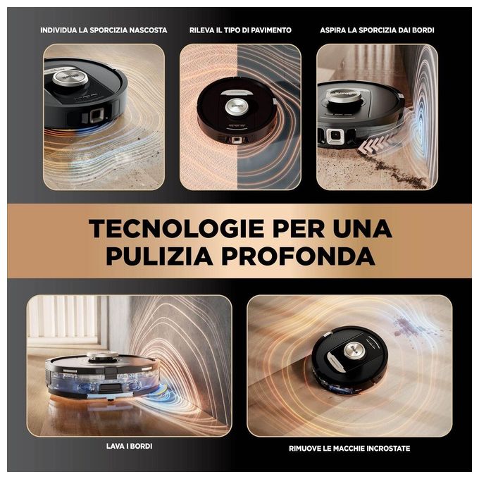 Shark RV2800ZEEU PowerDetect NeverTouch Pro Robot Aspirapolvere e Lavapavimenti 2 in 1 Navigazione 3D LiDAR Autonomia 100 min Wi-Fi-App colore Nero
