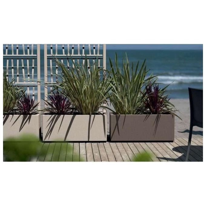 Stefanplast Fioriera Ethica Rettangolare 80 cm con Spalliera, Tortora