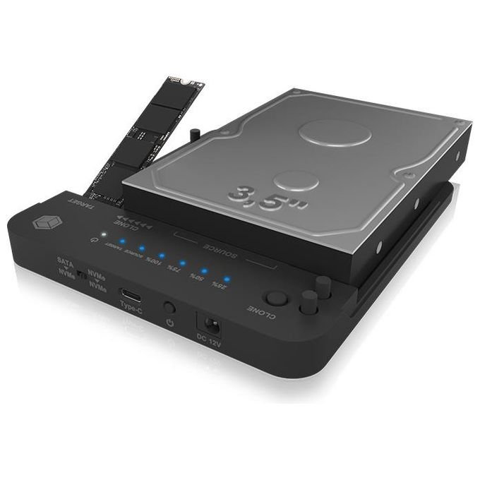 ICY BOX IB-2913MCL-C31 Docking e Clone Station HDD SSD M.2 NVMe USB 3.2 Gen 2 Type-C 10 Gbit-s colore Nero