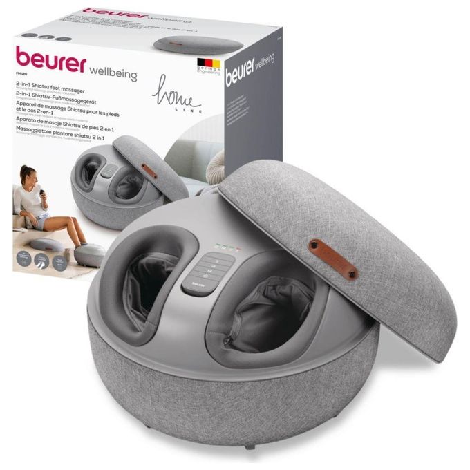 Beurer 10029 Massaggiatore plantare FM 120 Massaggio Shiatsu e a compressione 3 livelli intensita' Funzione riscaldamento colore Grigio