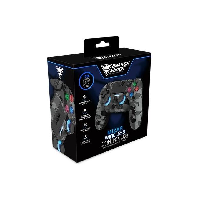DragonShock DSCPS4-GC Mizar Controller Wireless per PS4 PC Cellulare Bluetooth 2.1 colore Grigio Mimetico
