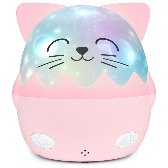 Bigben Kids Pink Cat-shaped Night Light With 360° Projection And Wireless Music Nlpkidscat