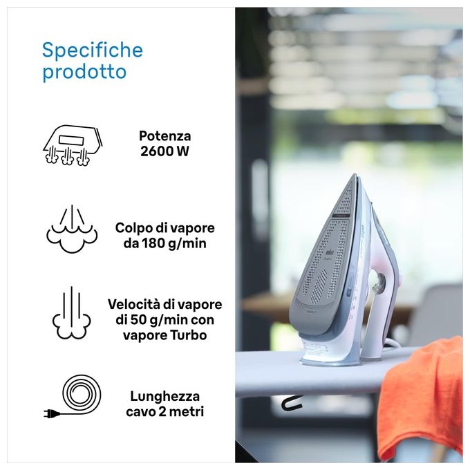 Braun 0127406003 TexStyle 5 Ferro a vapore 2800 W Piastra EloxalPlus Vapore 50 g-min Serbatoio 0,3 L colore Grigio