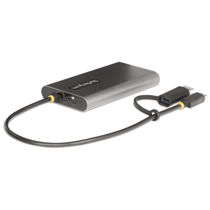 StarTech 109B-USBC-HDMI Adattatore USB-C a doppio HDMI 4K 60Hz Power Delivery 100W cavo integrato 30 cm colore Grigio