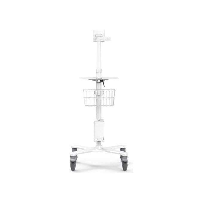Compulocks MCRSTDEXW Carrello Multimediale Mobile con Braccio Articolato VESA 75x75 100x100 mm per Schermo fino a 15'' Altezza Regolabile 1160-1590 mm con Ruote Bloccabili colore Bianco