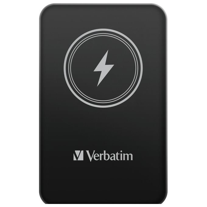 Verbatim 1261530 Charge 'n' Go Power Bank Magnetico Wireless 5000 mAh 15 W Ricarica Bidirezionale USB-C PD 20 W colore Nero