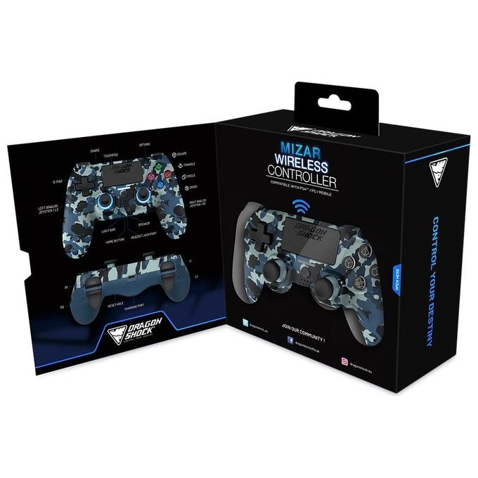 Dragon DSCPS4-BC Mizar Controller Wireless per PS4 PC Mobile Bluetooth Joystick Hall Doppi Motori colore Blu Camouflage