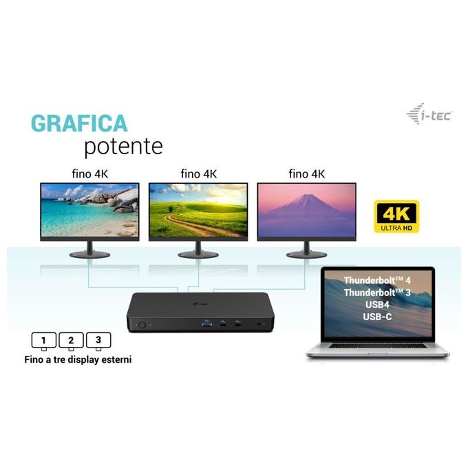 I-tec C31TRIPLEDOCKPDPRO2IT Docking Station USB-C Triple Display Gen 2 Pro 3 Monitor 4K 2x DisplayPort 1x HDMI Power Delivery 100W Ethernet Gigabit colore Nero