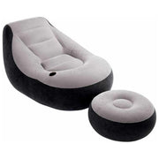 Intex 68564NP Poltrona Lounge 102 x 137 x 79 cm con Poggia Piedi 64 x 28 cm Grigio-Nero Tinta Unita Single