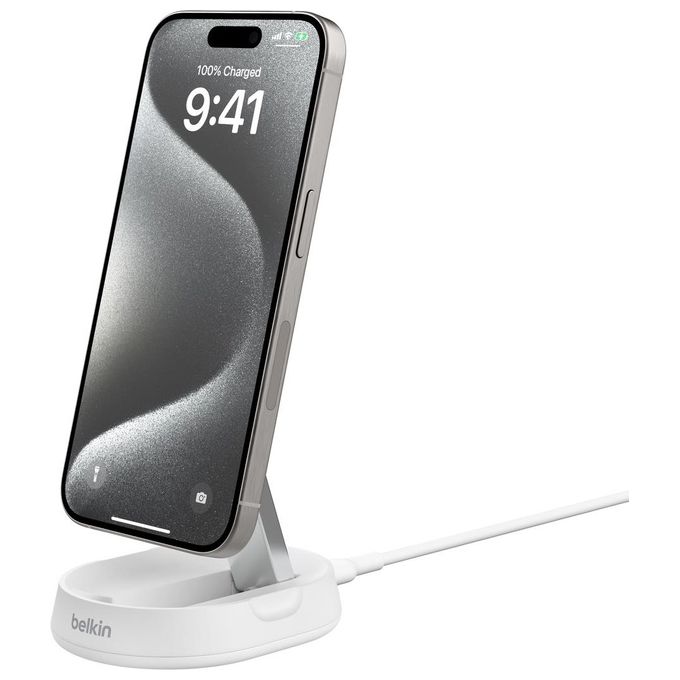 Belkin WIA008BTWH BoostCharge Pro Supporto di Ricarica Magnetico Convertibile 15 W Qi2 Compatibile con MagSafe colore Bianco